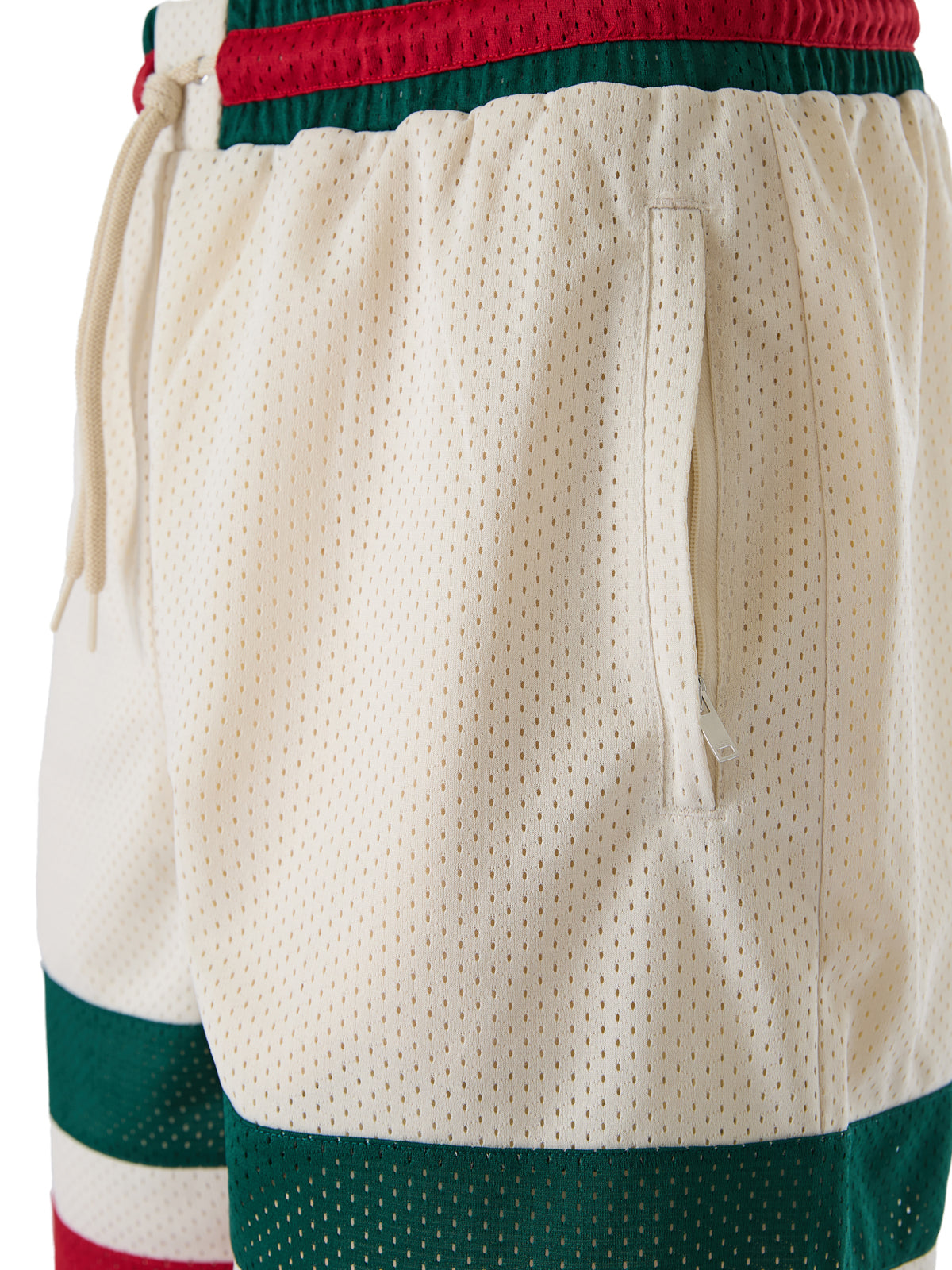 Cremefarbene Logo-Shorts aus Polyester