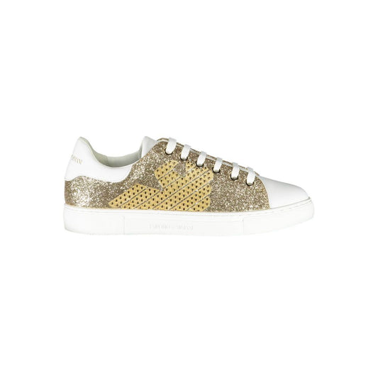 Goldfarbener Polyester-Sneaker für Damen