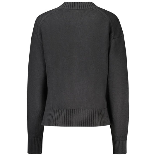 Schwarzer Baumwollpullover für Damen