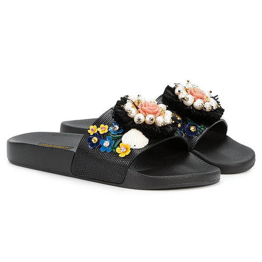 Black Calfskin Women Sandal