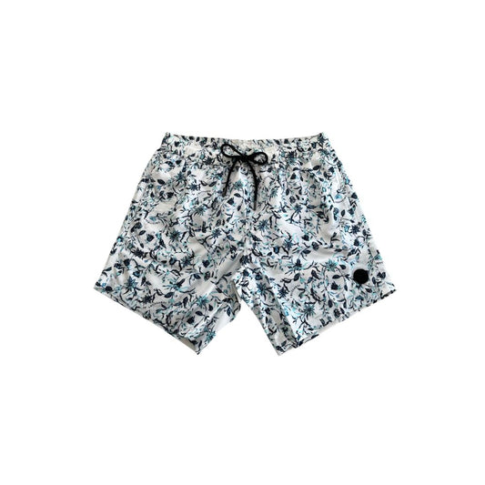 Weiße Polyester-Badeshorts für Herren