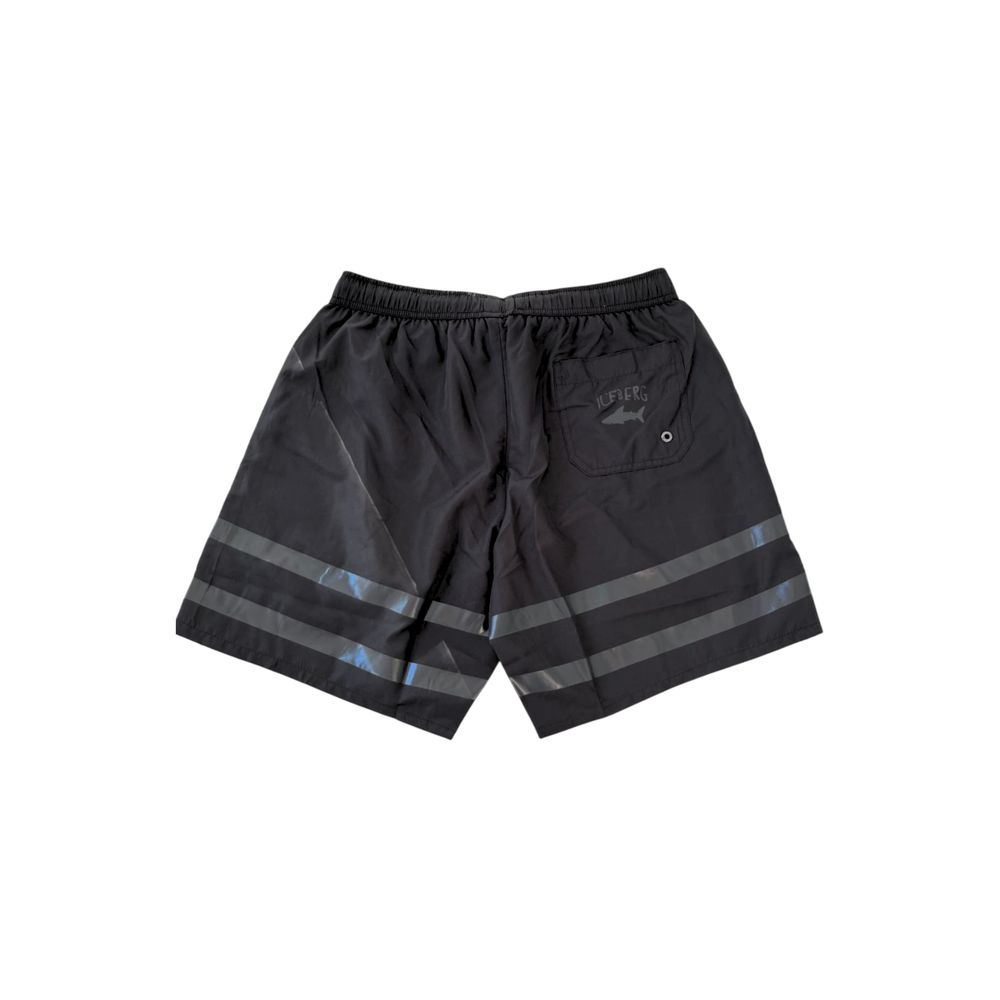 Schwarze Polyester-Badeshorts für Herren