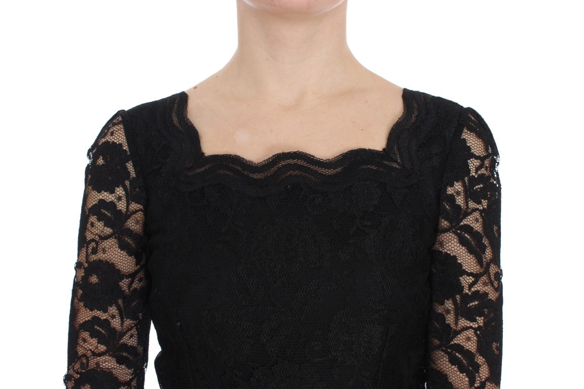 Schwarzes langes Ball-Maxikleid mit Blumenspitze
