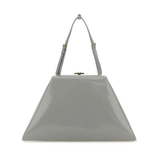 Graue Lederhandtasche