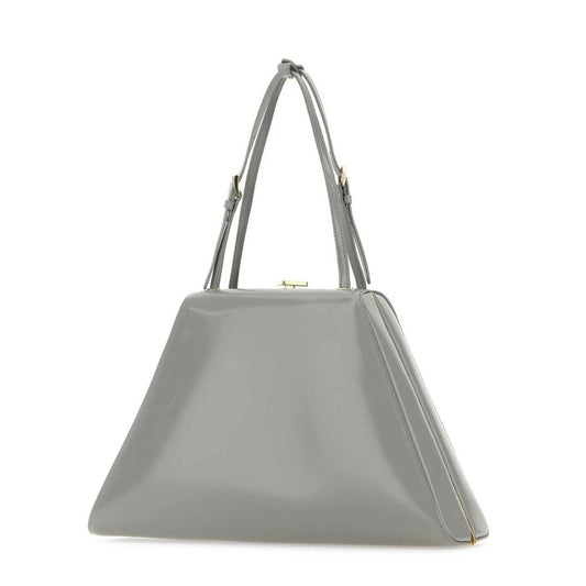 Graue Lederhandtasche