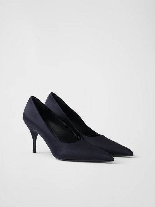 Blaue Satin-Pumps