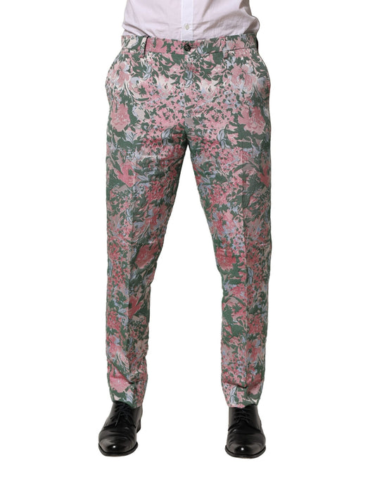Mehrfarbige Jacquardhose mit Blumenmuster