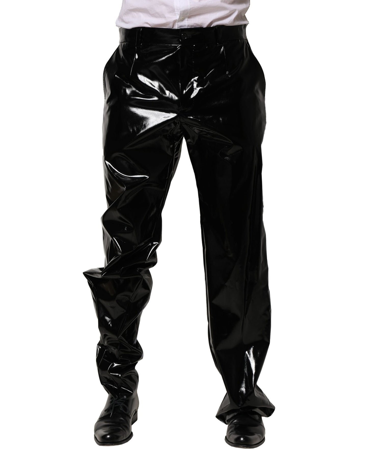 Schwarze Nylon Straight Herrenhose