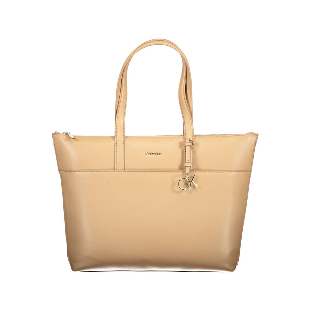 Beige Polyester Damen Handtasche