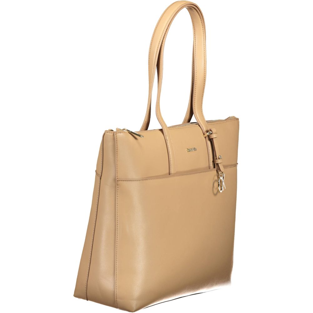 Beige Polyester Damen Handtasche