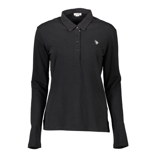 Schwarzes Damen-Poloshirt aus Baumwolle