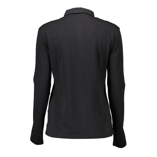 Schwarzes Damen-Poloshirt aus Baumwolle