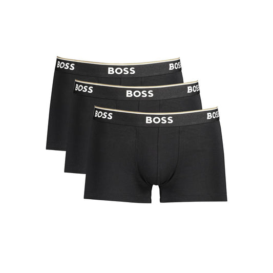 Schwarzes Herren-Boxershorts-Set aus Baumwolle
