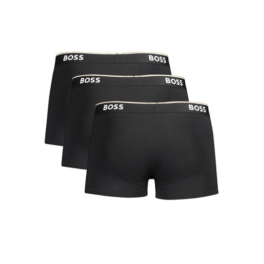 Schwarzes Herren-Boxershorts-Set aus Baumwolle