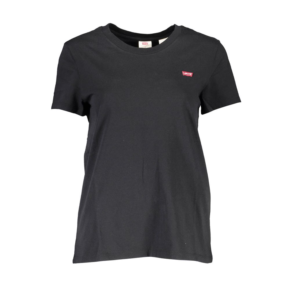 Schwarzes Damen-T-Shirt aus Baumwolle
