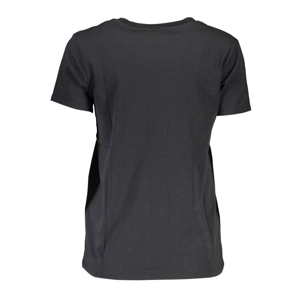 Schwarzes Damen-T-Shirt aus Baumwolle