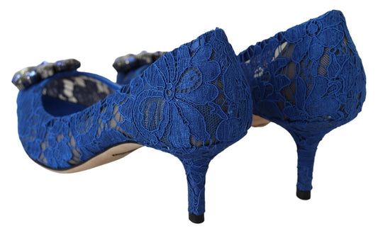 Blaue Spitzen-Ballerinas mit Kristallen