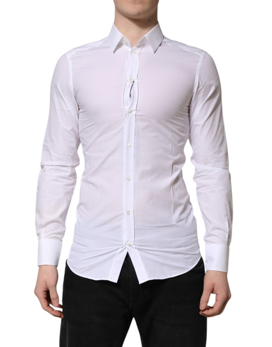 Weiß GOLD Langarm Kleid Herren Formelles Hemd