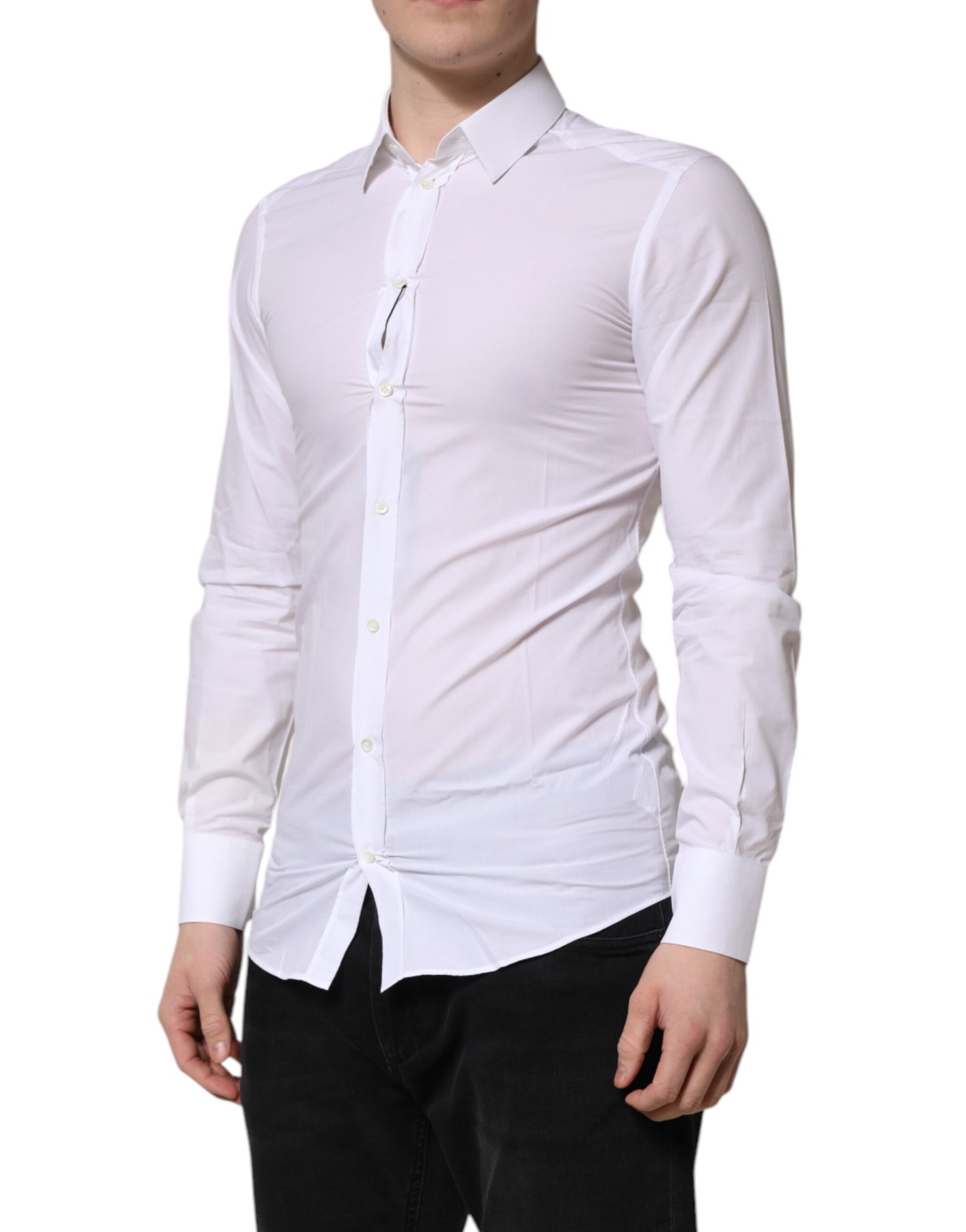 Weiß GOLD Langarm Kleid Herren Formelles Hemd