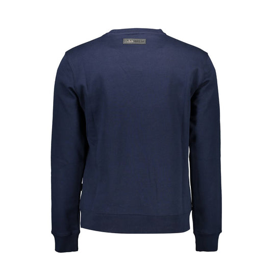 Blauer Baumwollpullover für Herren