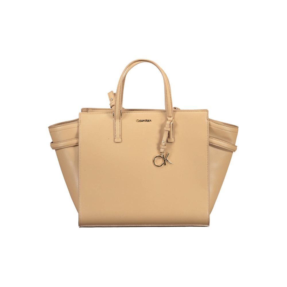 Beige Polyester Damen Handtasche