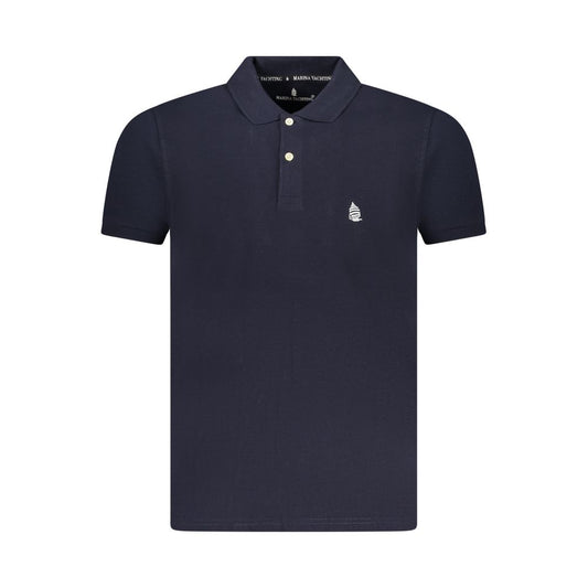 Blue Cotton Men Polo Shirt