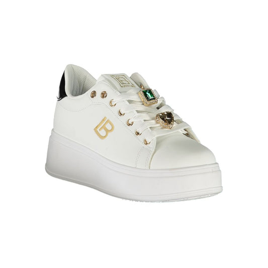 Weiße Synthetik Damen Sneaker