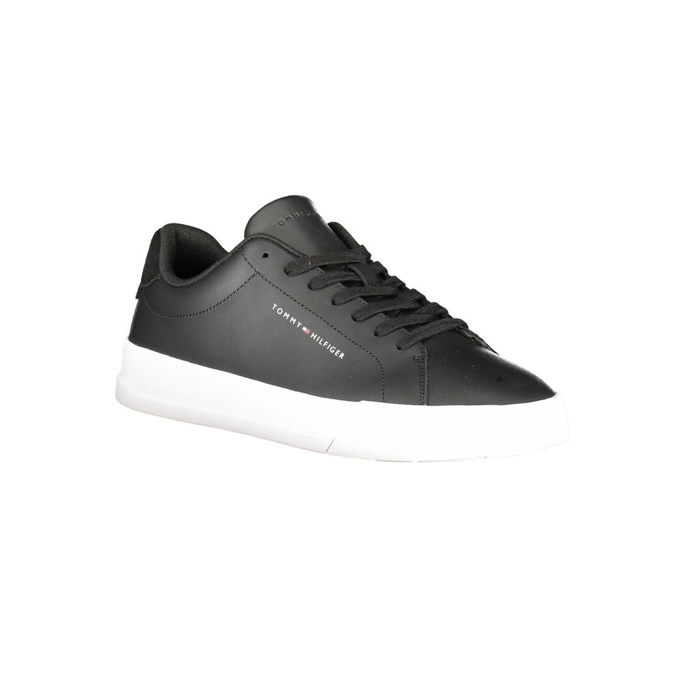 Schwarze Leder Herren Sneaker