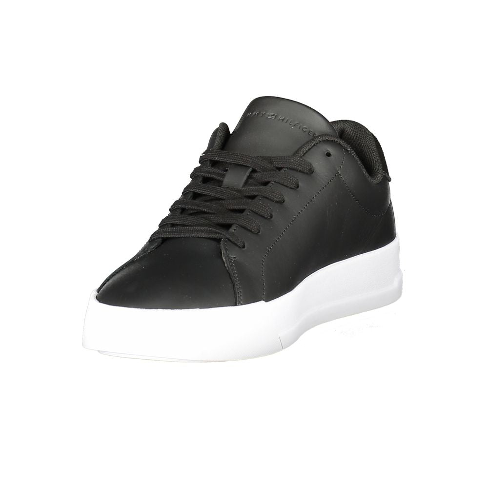 Schwarze Leder Herren Sneaker
