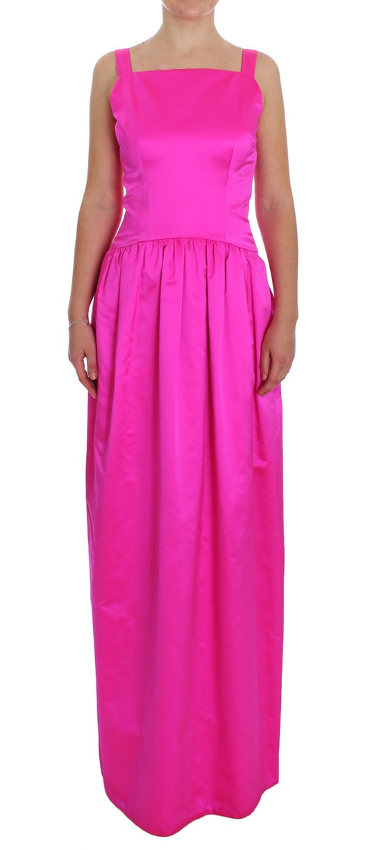 Rosa langes Etui-Ballkleid aus Seide