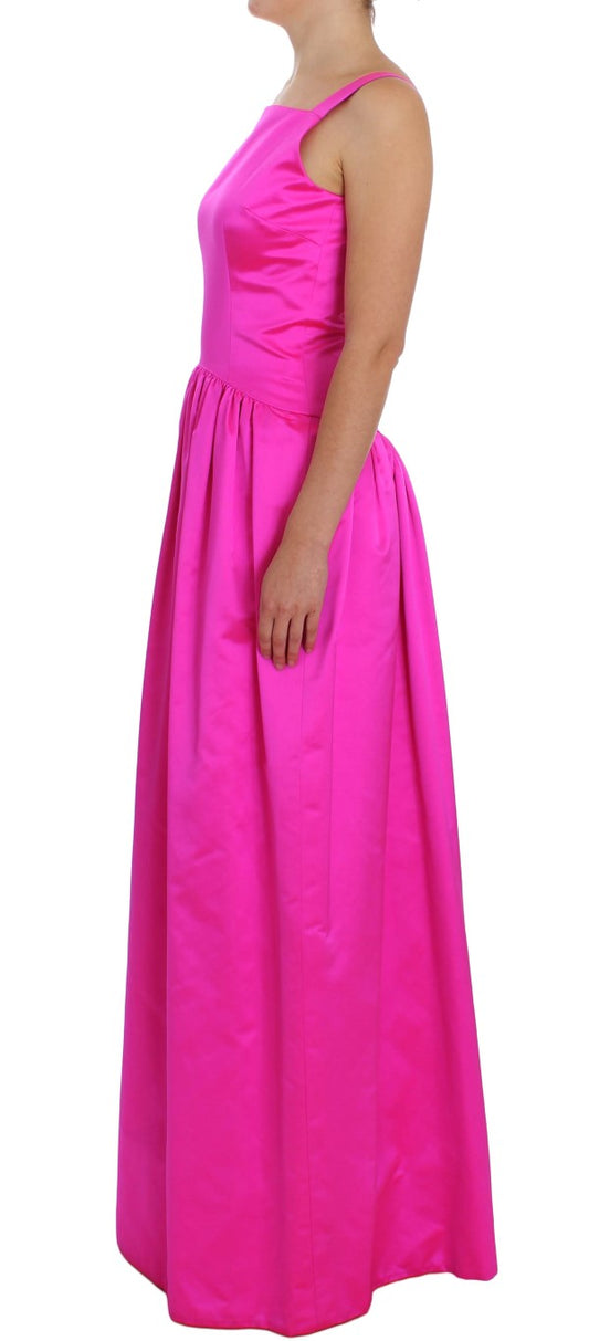 Rosa langes Etui-Ballkleid aus Seide
