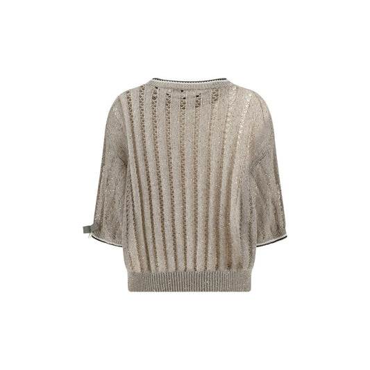 Openwork knit pattern Sweater with sequins