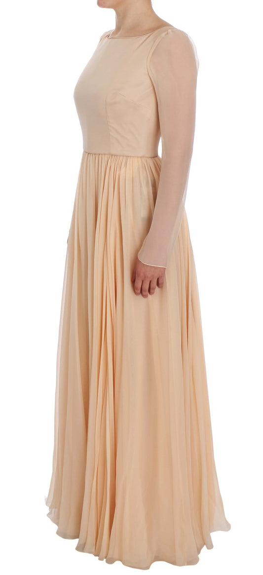 Beiges Ballkleid aus Seide in voller Länge