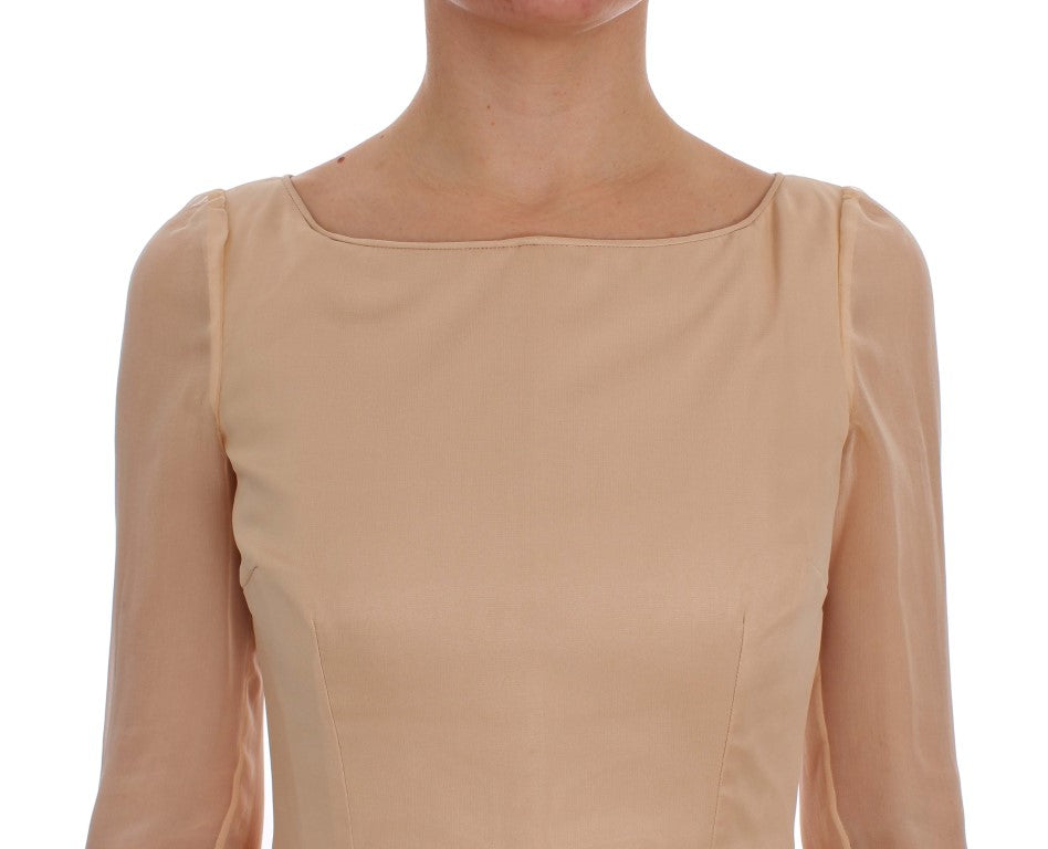 Beiges Ballkleid aus Seide in voller Länge