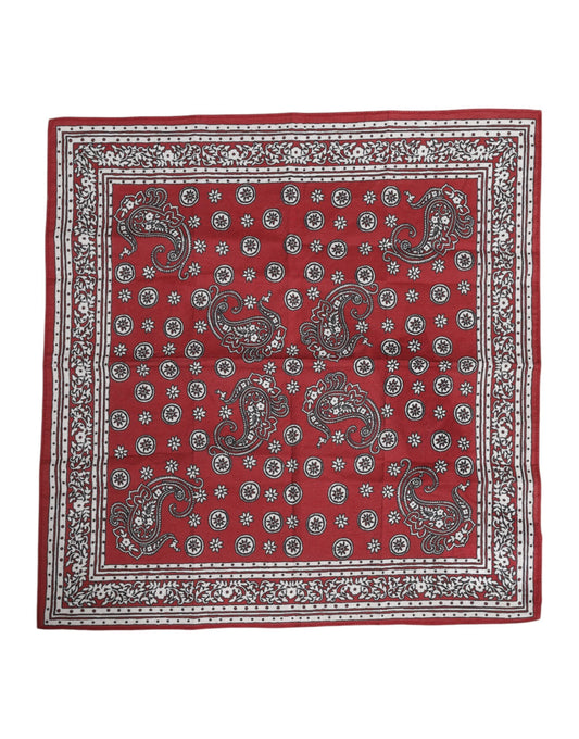 Roter quadratischer Foulard aus Baumwolle mit Blumenmuster