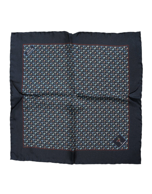 Blauer quadratischer Foulard aus Cocktailseide