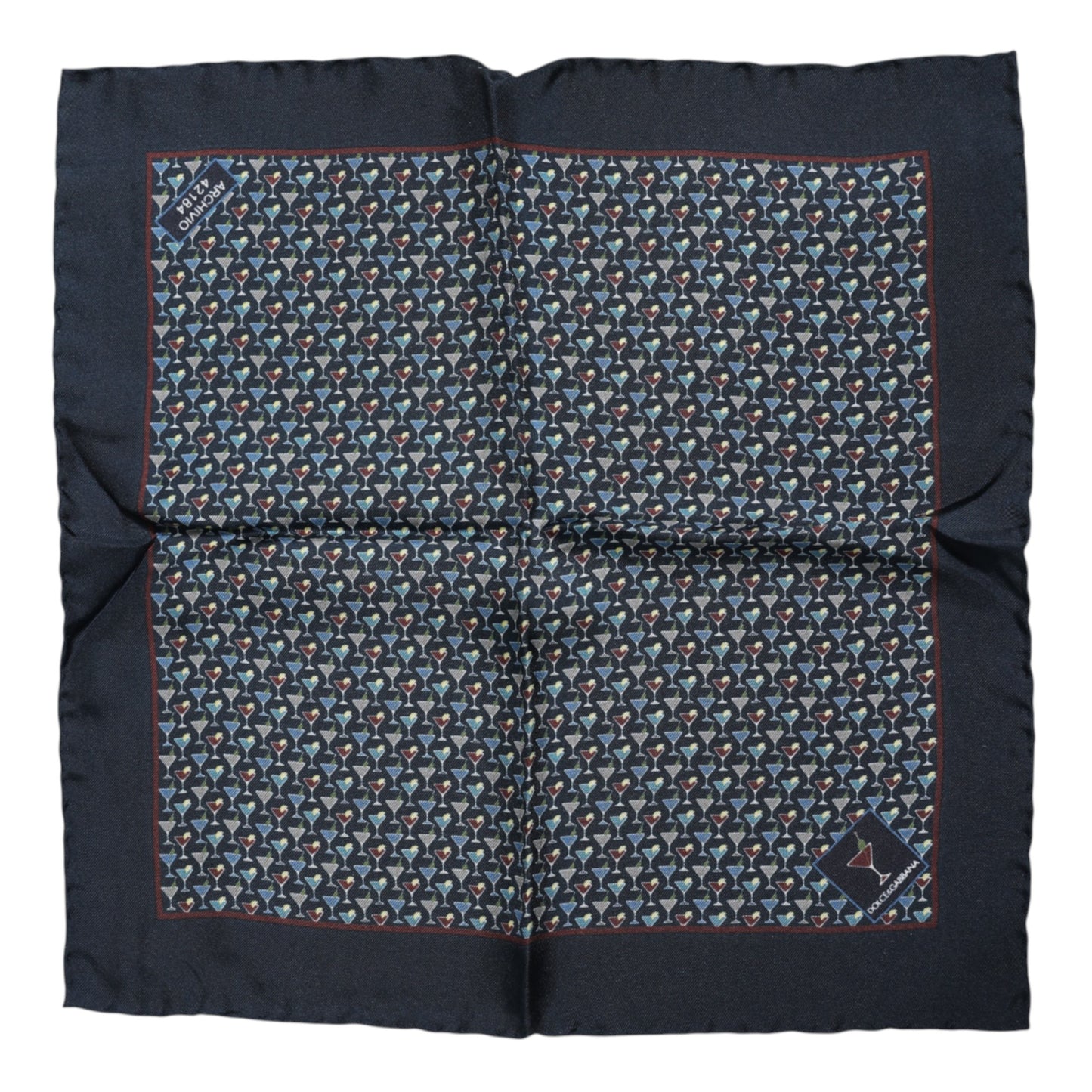 Blauer quadratischer Foulard aus Cocktailseide
