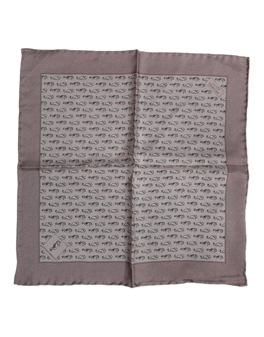 Brauner quadratischer Foulard aus Seide mit Seepferdchenmuster
