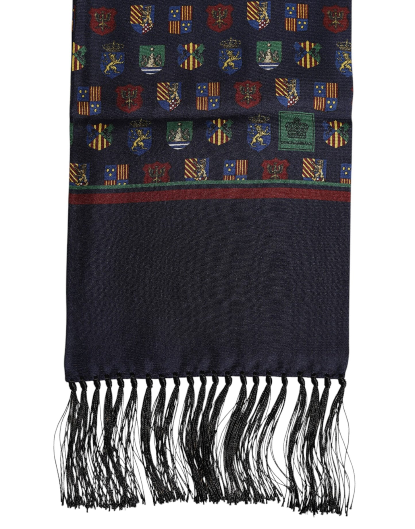 Blauer Foulard-Schal aus Seide mit Fransen