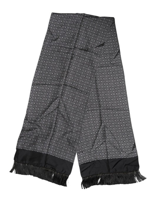 Schwarz gemusterter Herren-Foulard mit Fransen