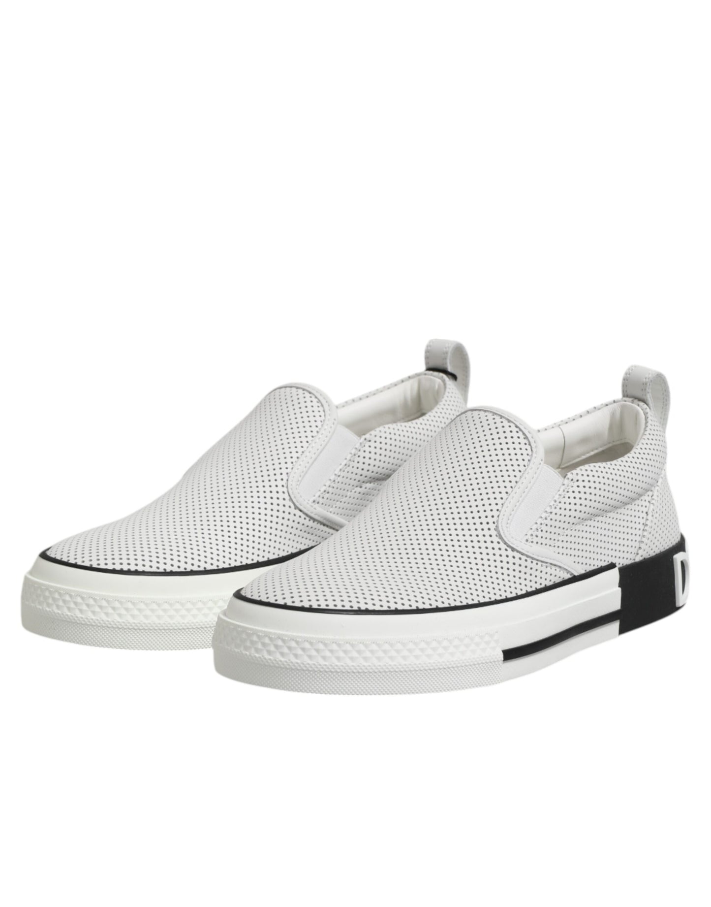 Weiße gepunktete Leder Slip On Herren Sneakers Schuhe