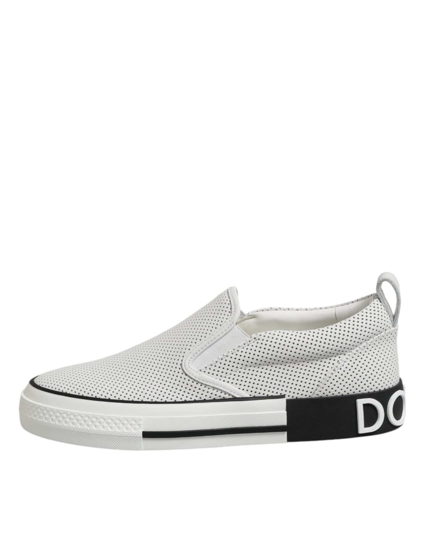 Weiße gepunktete Leder Slip On Herren Sneakers Schuhe
