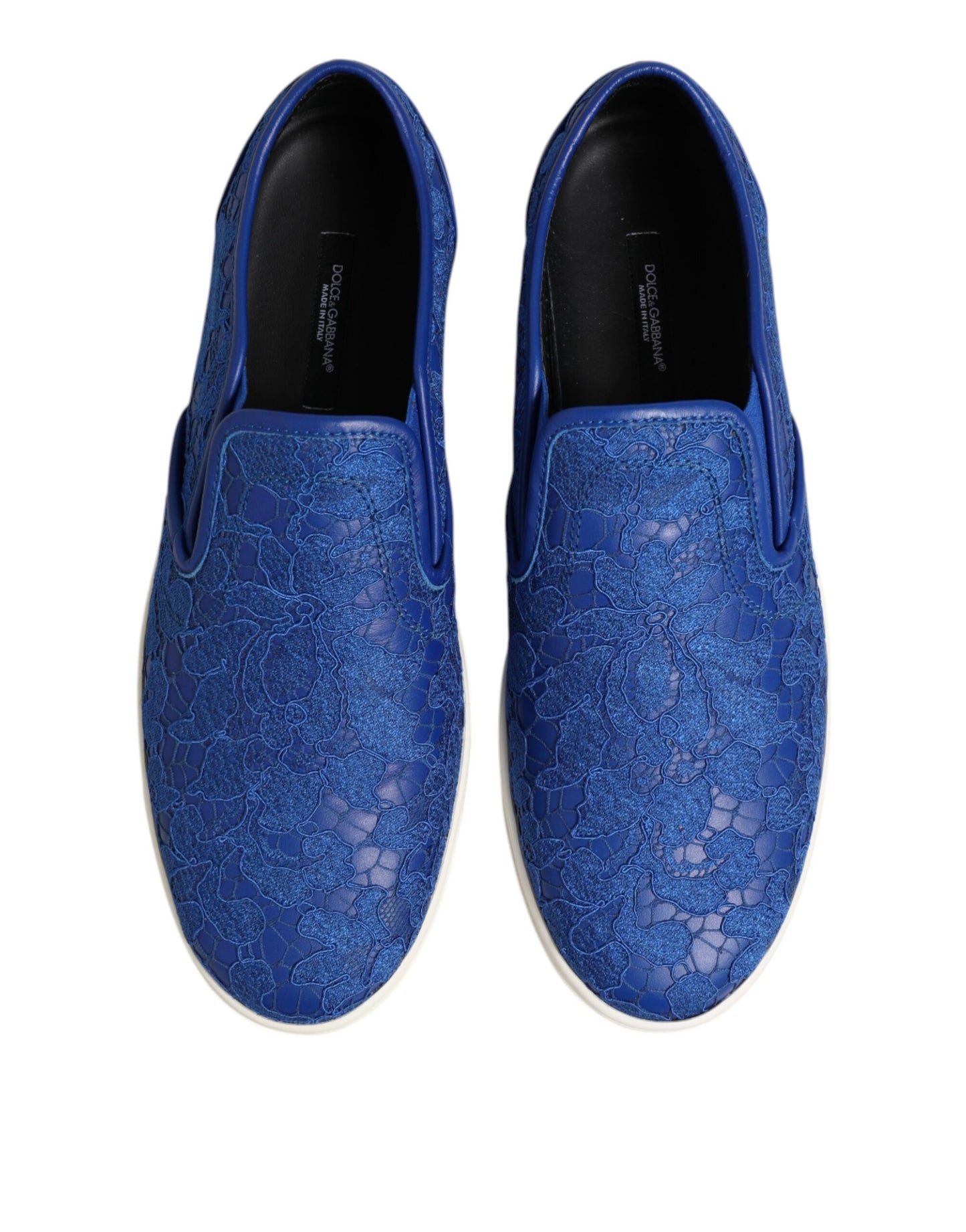 Blaue Slip-On-Sneaker aus Leder mit Schnürung