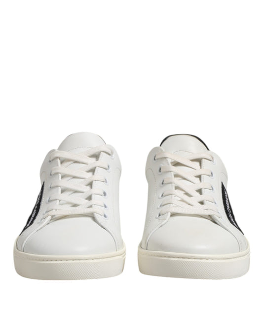 Weiß Schwarz Leder Schnürschuhe Herren Sneakers