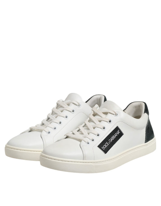 Weiß Schwarz Leder Schnürschuhe Herren Sneakers