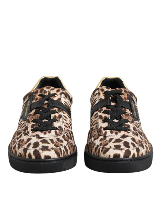 Braune Sneakers aus Baumwolle mit Leoparden-Logo-Print