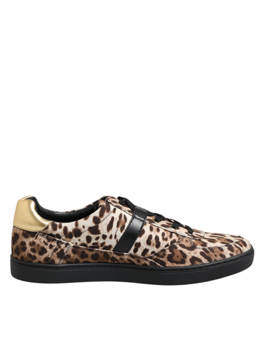 Braune Sneakers aus Baumwolle mit Leoparden-Logo-Print
