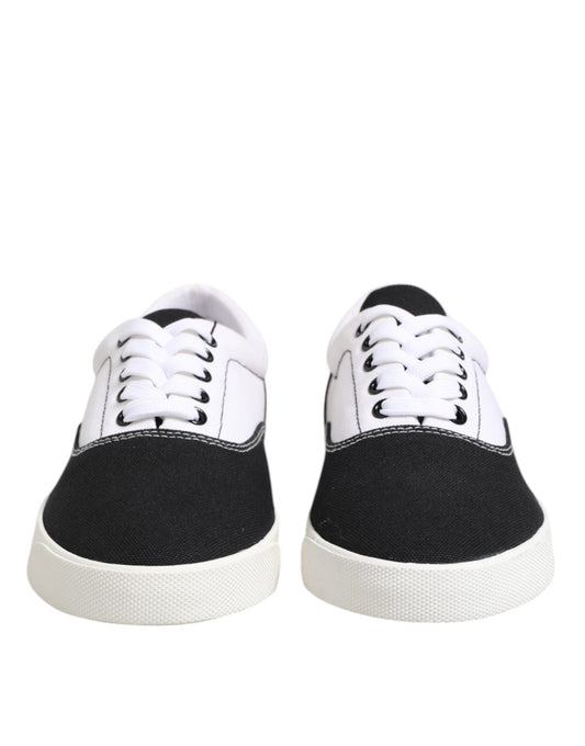 Schwarze Herren-Sneakers aus Baumwoll-Canvas mit Schnürung