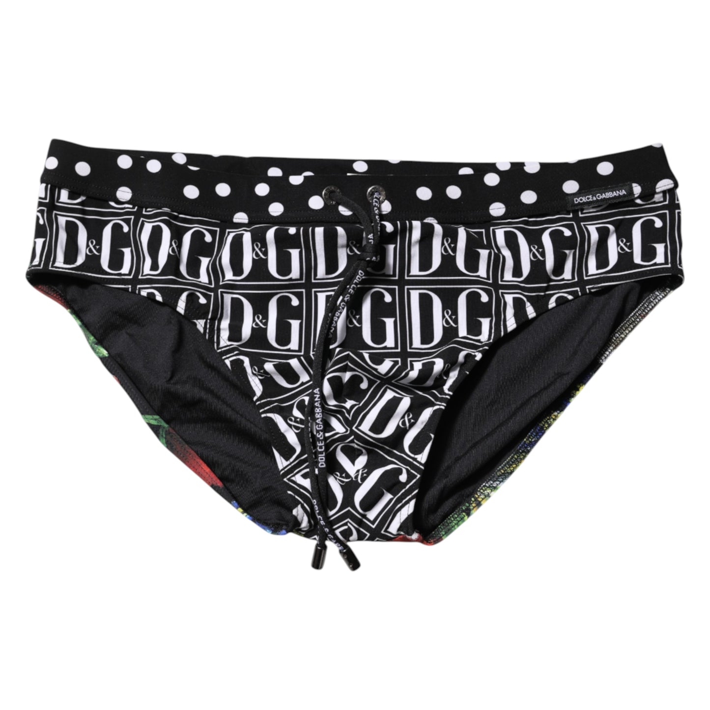 Schwarzes Blumenlogo Beachwear Herren Badehose