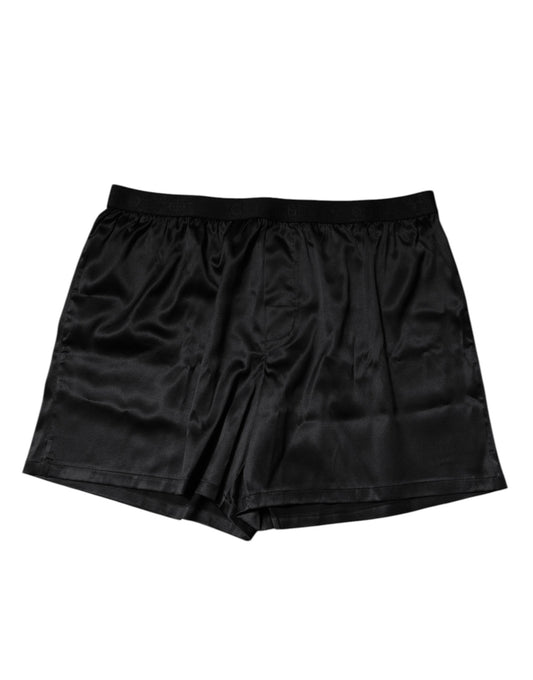 Schwarze Seide Regular Herren Boxershorts Unterwäsche